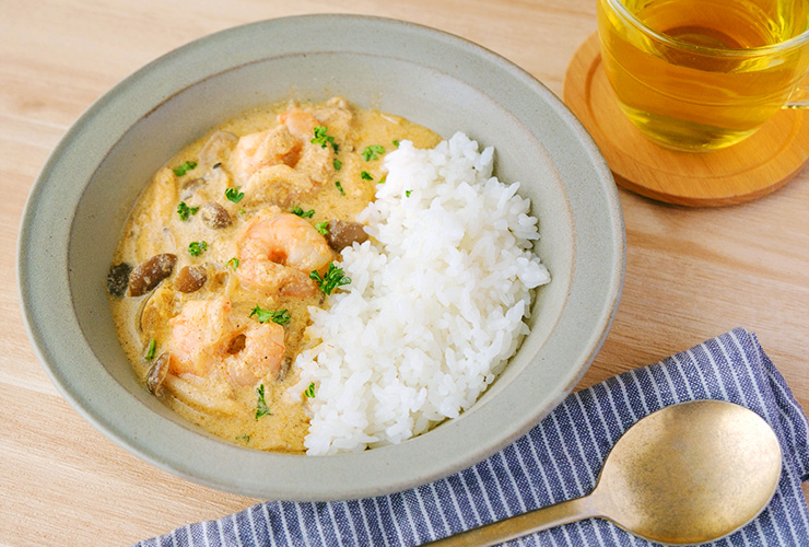 エビときのこの豆乳カレー